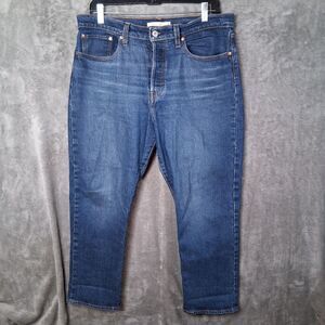 Levis Premium Wedgie Straight Women's 31 Hi Rise Ankle Length Dark Wash